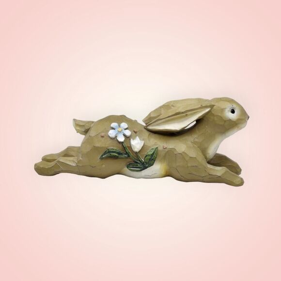 Ganz Resin Easter Bunny Rabbit Figurine With White Flowers EUC 6.5" - Picture 2 of 11